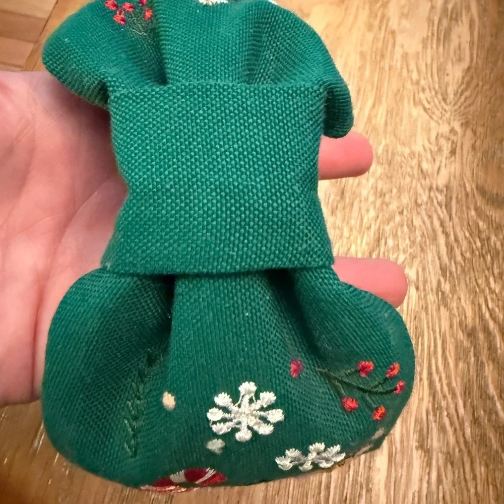 Festive Green Red Christmas Headband with Holiday Embroidery